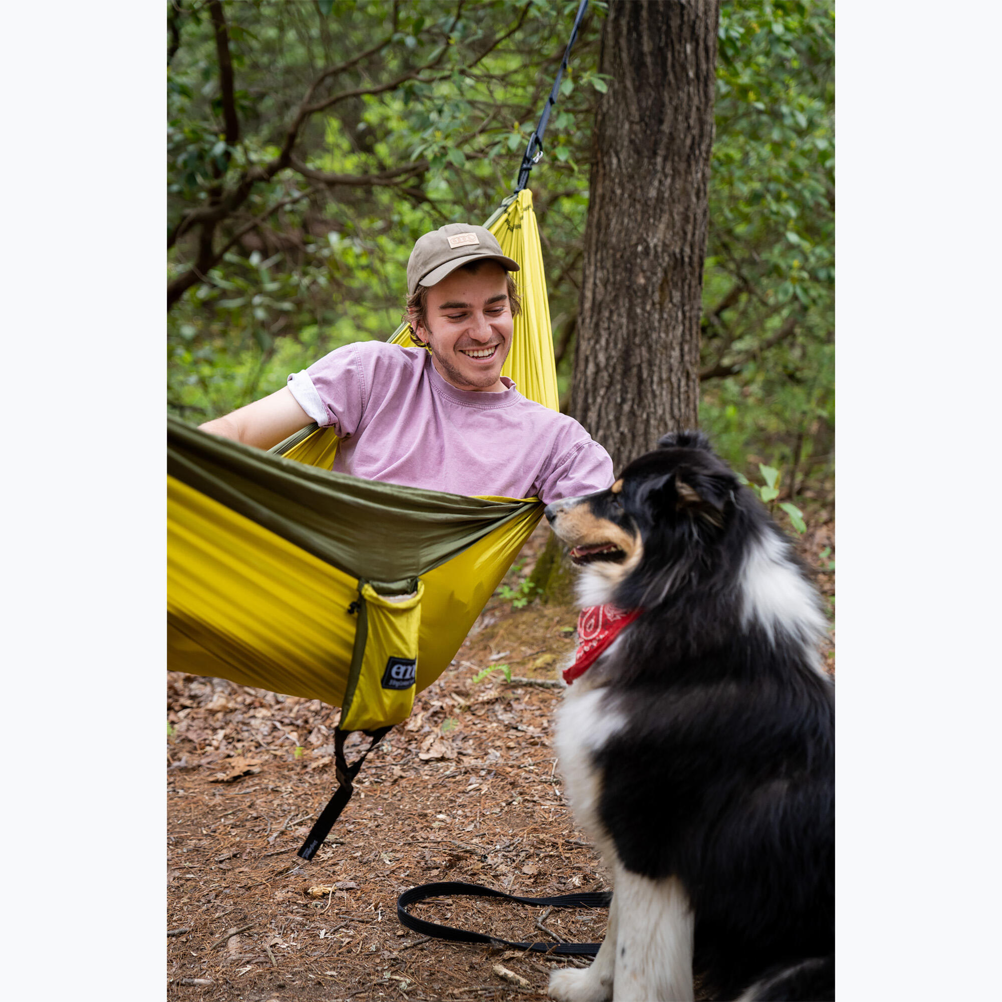 Hamak turystyczny ENO SingleNest Hammock - melon/olive 5/7