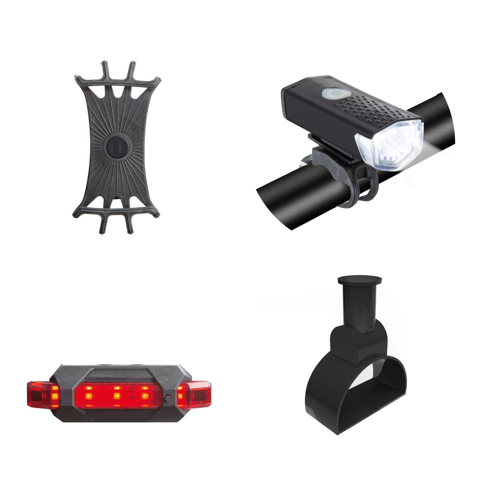 Kit éclairage sans fil et support pour smartphone sur guidon 2/6