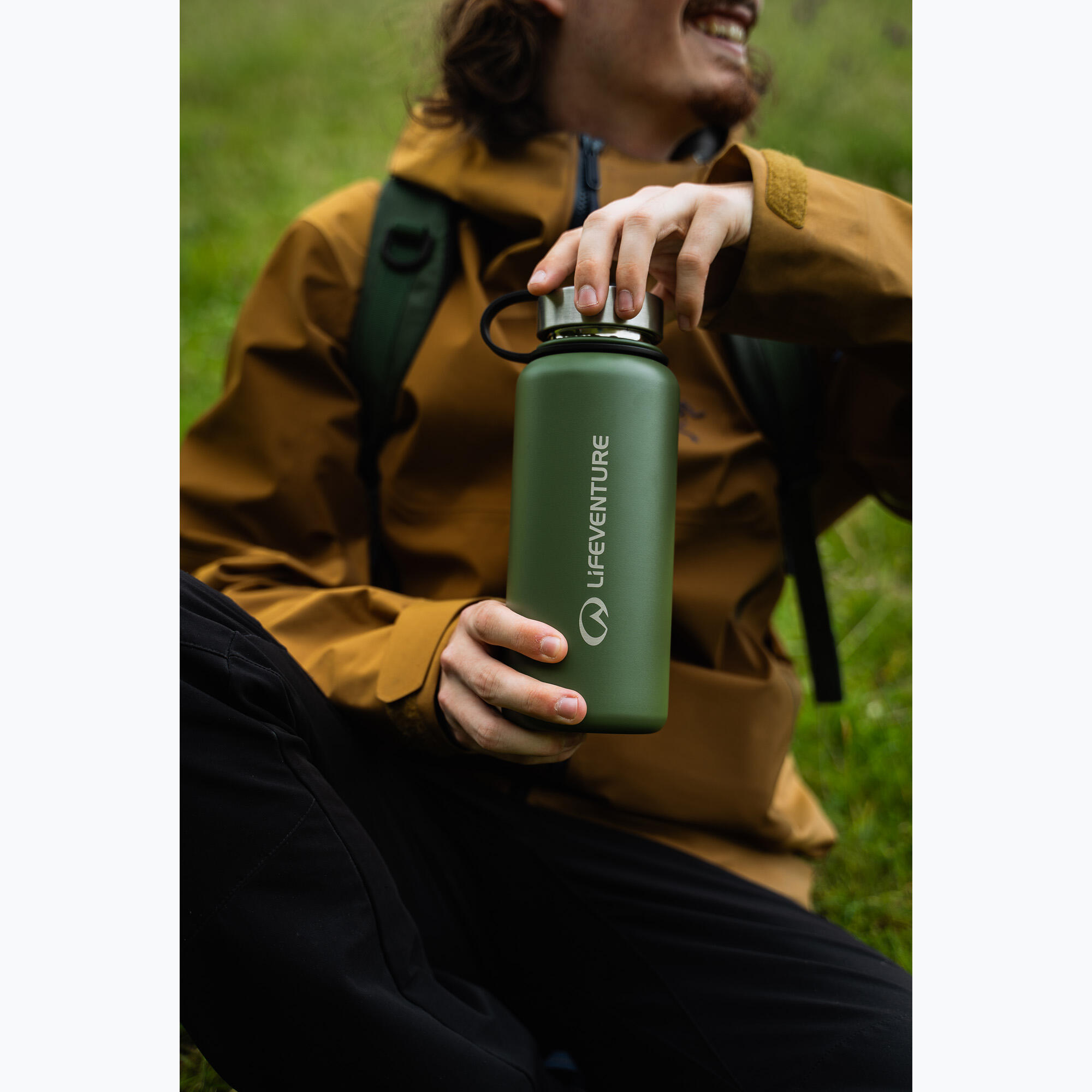 Gourde Lifeventure 1L Khaki acier inoxydable isolation TiV chaude 8h froide 24h 4/6