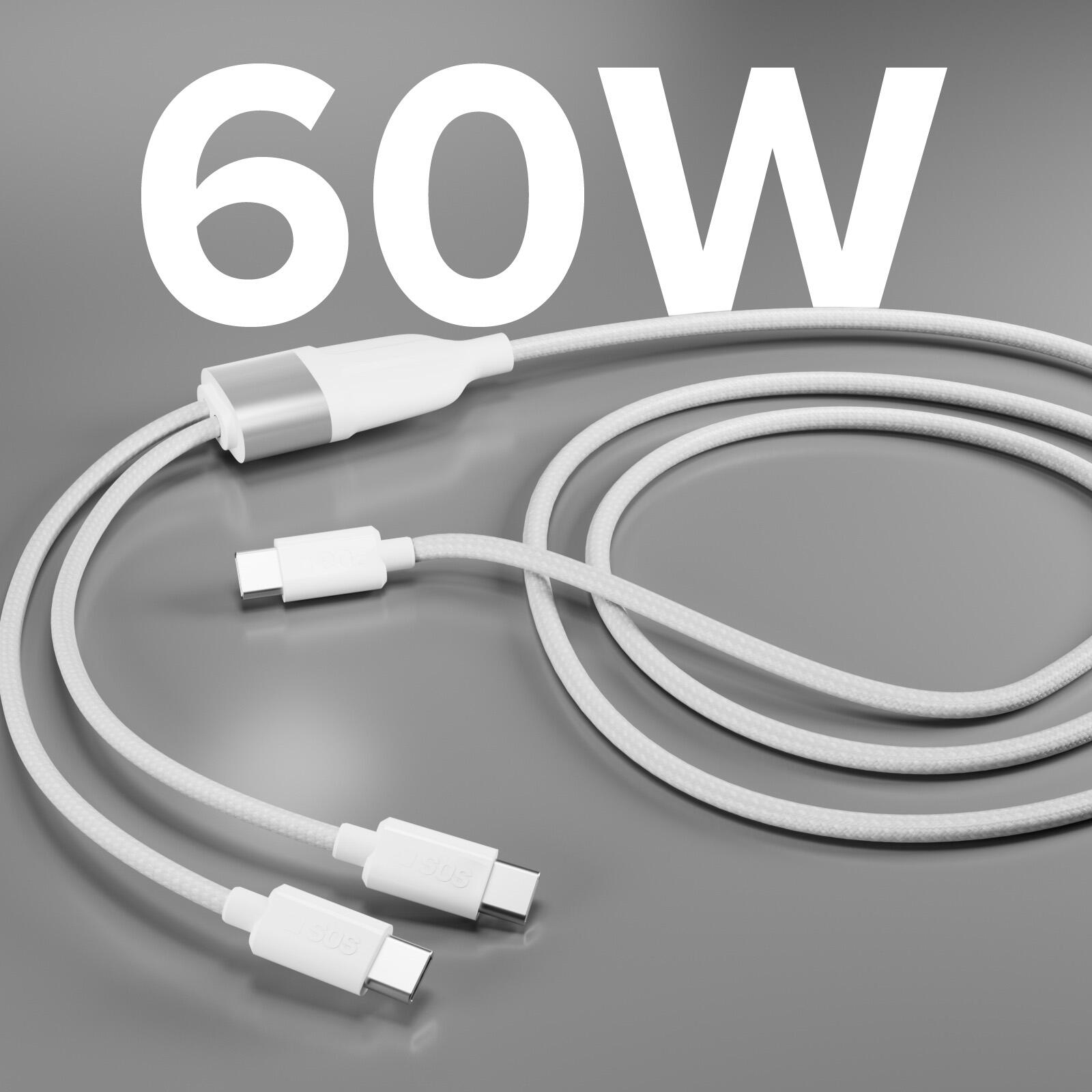 Cavo USB-C, Sdoppiatore Splitter type-c, 60W, in tessuto 2/7