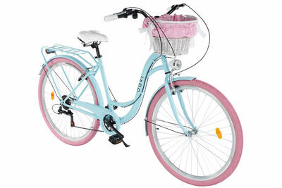 Damesfiets davi ella 28", 7 versnellingen, 160-185 cm, blauw/roze