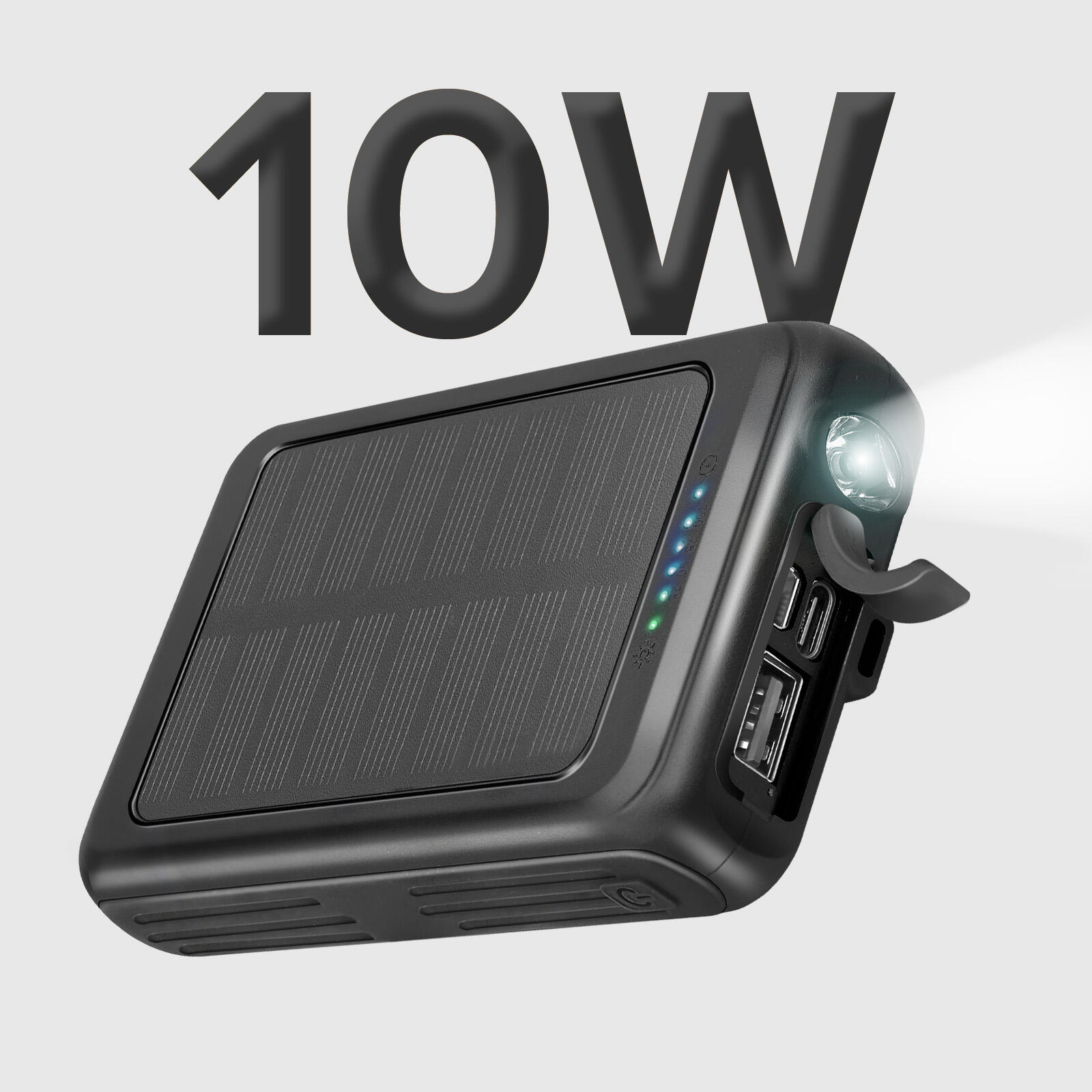 Powerbank Solare da 5000 mAh con Ricarica Wireless e Torcia 2/7