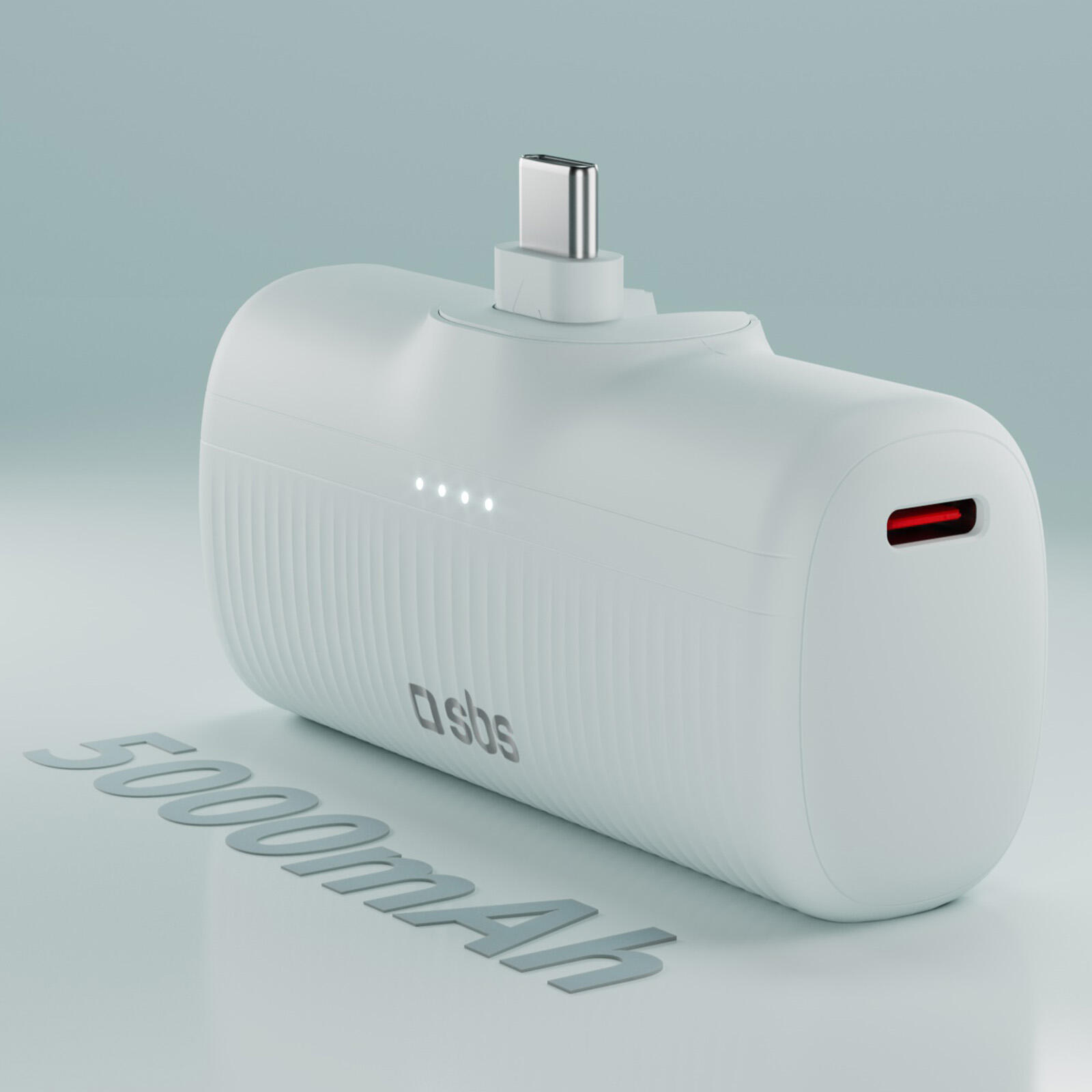 PowerBank 5000 mAh, con plastica riciclata GRS e connettore USB-C 3/7
