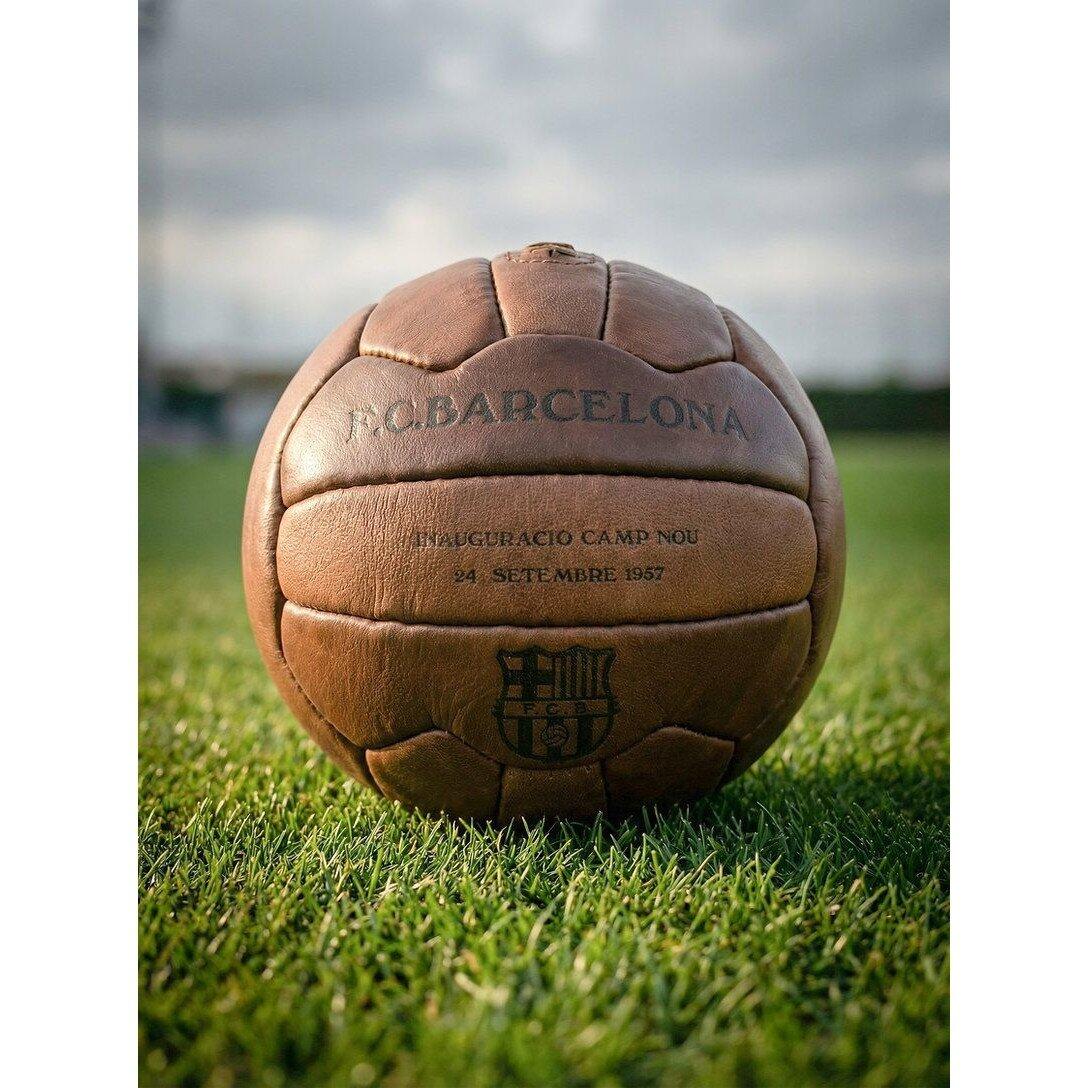 Pallone Retro FC Barcelona in pelle naturale 3/3