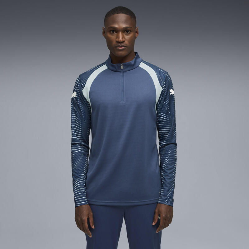Tricou bărbați mânecă lungă, fermoar sfert Individualfinal, negru PUMA