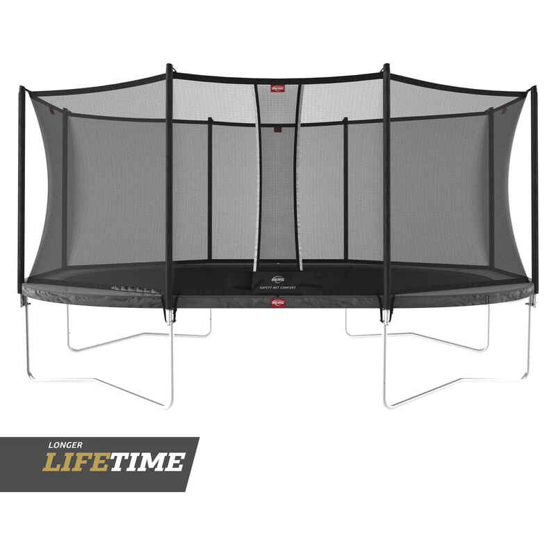 BERG Trampolin oval Favorit Regular grau 520 cm mit Netz, Abdeckplane und Leiter
