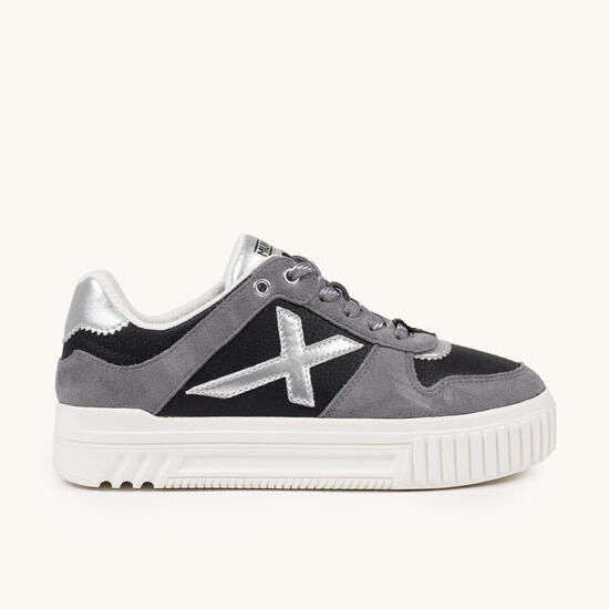Sneakers Platform in Nero e Grigio con Dettagli Argento MUNICH MINA 13