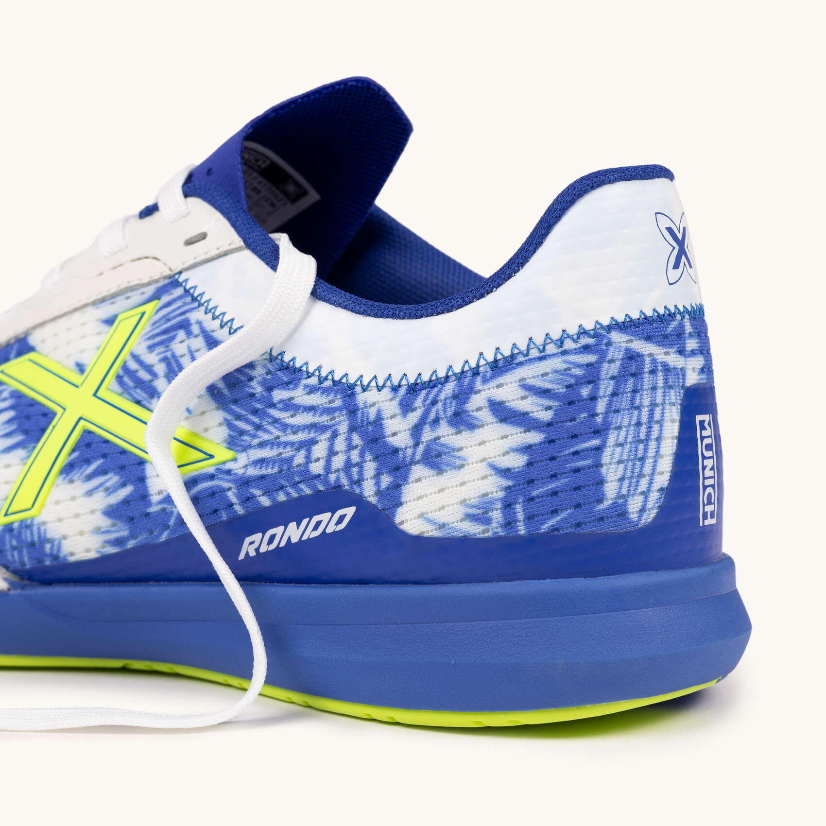 MUNICH RONDO 23 Sneakers Calcio a 5 Design Palme Blu e Fluoro 2/5