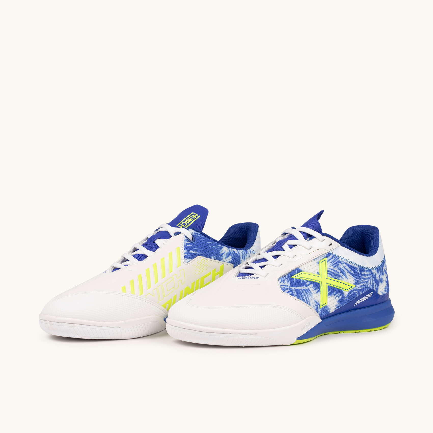 MUNICH RONDO 23 Sneakers Calcio a 5 Design Palme Blu e Fluoro 5/5