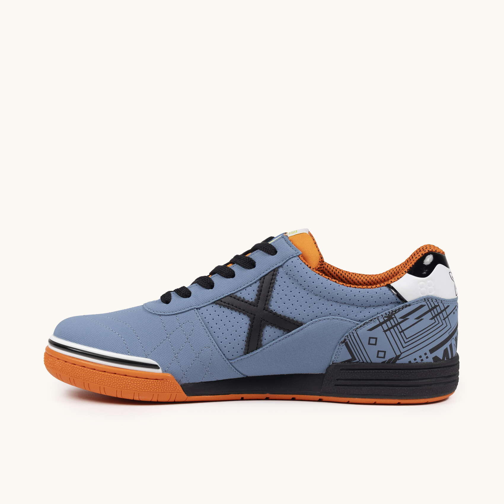 MUNICH G-3 449 Scarpe da calcio indoor blu lavanda e nero con arancione 3/5