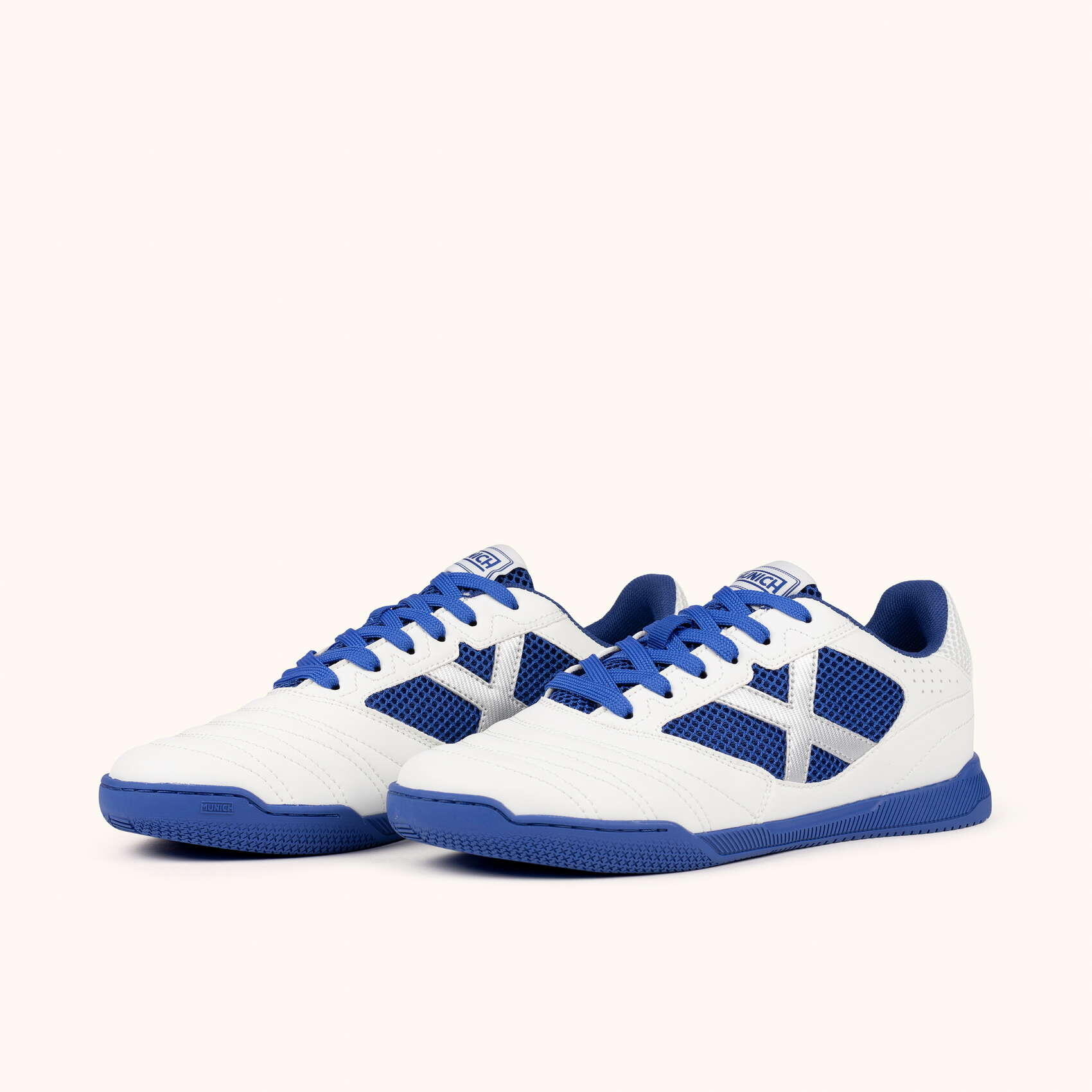 MUNICH DEBUT 05 Sneakers Calcio a 5 con Mesh Tecnico Bianco e Blu 5/5