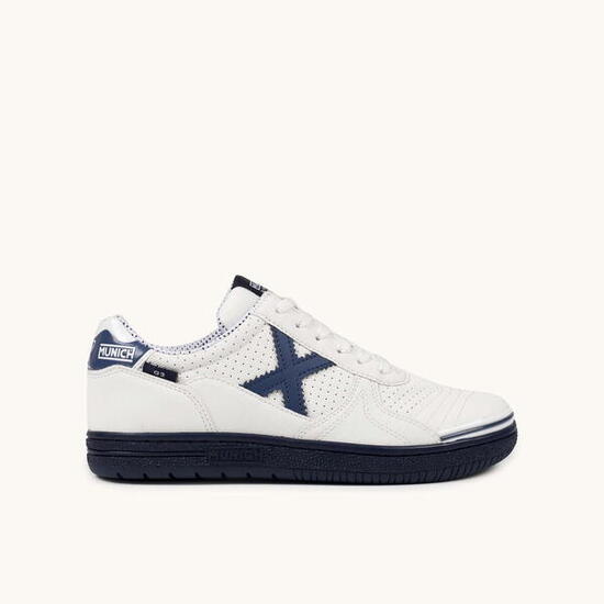 MUNICH G-3 KID 456 Zapatilla de Fútbol Sala Infantil Blanca y Azul Marino