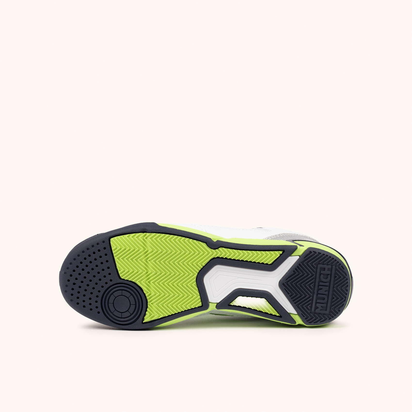 MUNICH ONE KID 77 Zapatillas de fútbol sala para niños en blanco y verde flúor 4/5