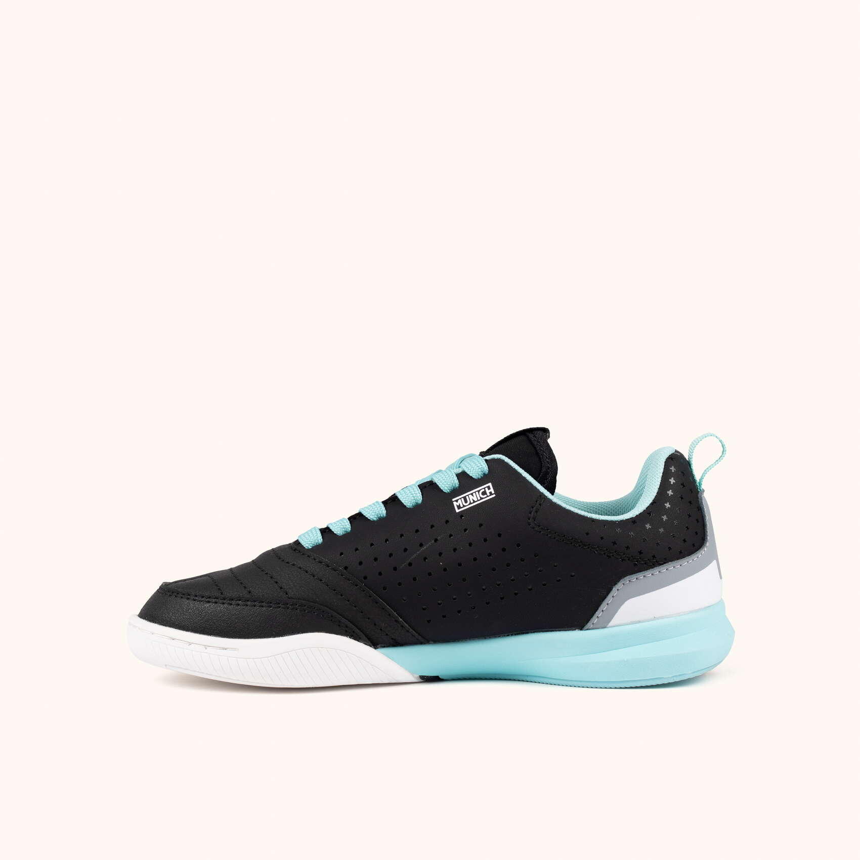 MUNICH RONDITO KID 16 Scarpa da Calcio a 5 per Bambini in Nero e Blu Turquesa 3/5