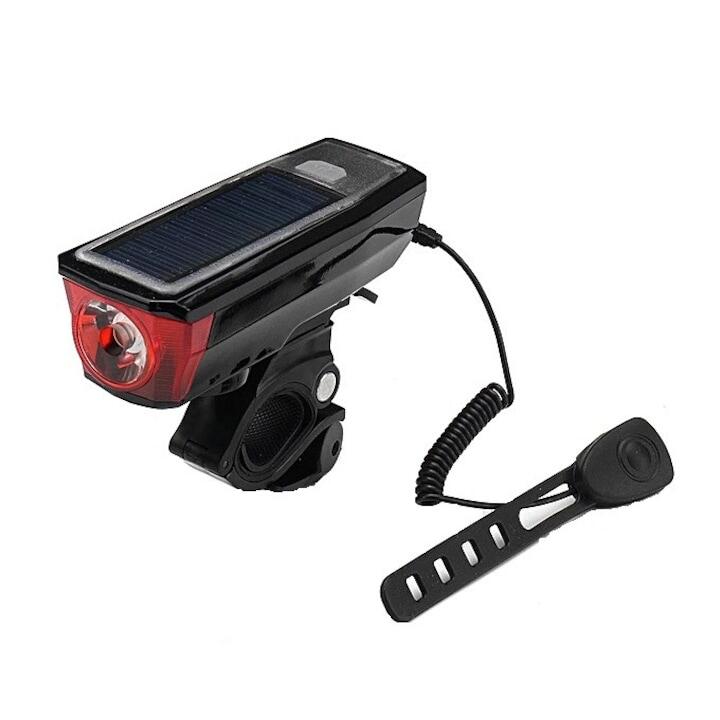 Lampa far inteligent solar cu claxon detasabil, multifunctional