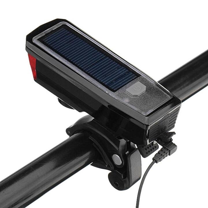 Lampa far inteligent solar cu claxon detasabil, multifunctional
