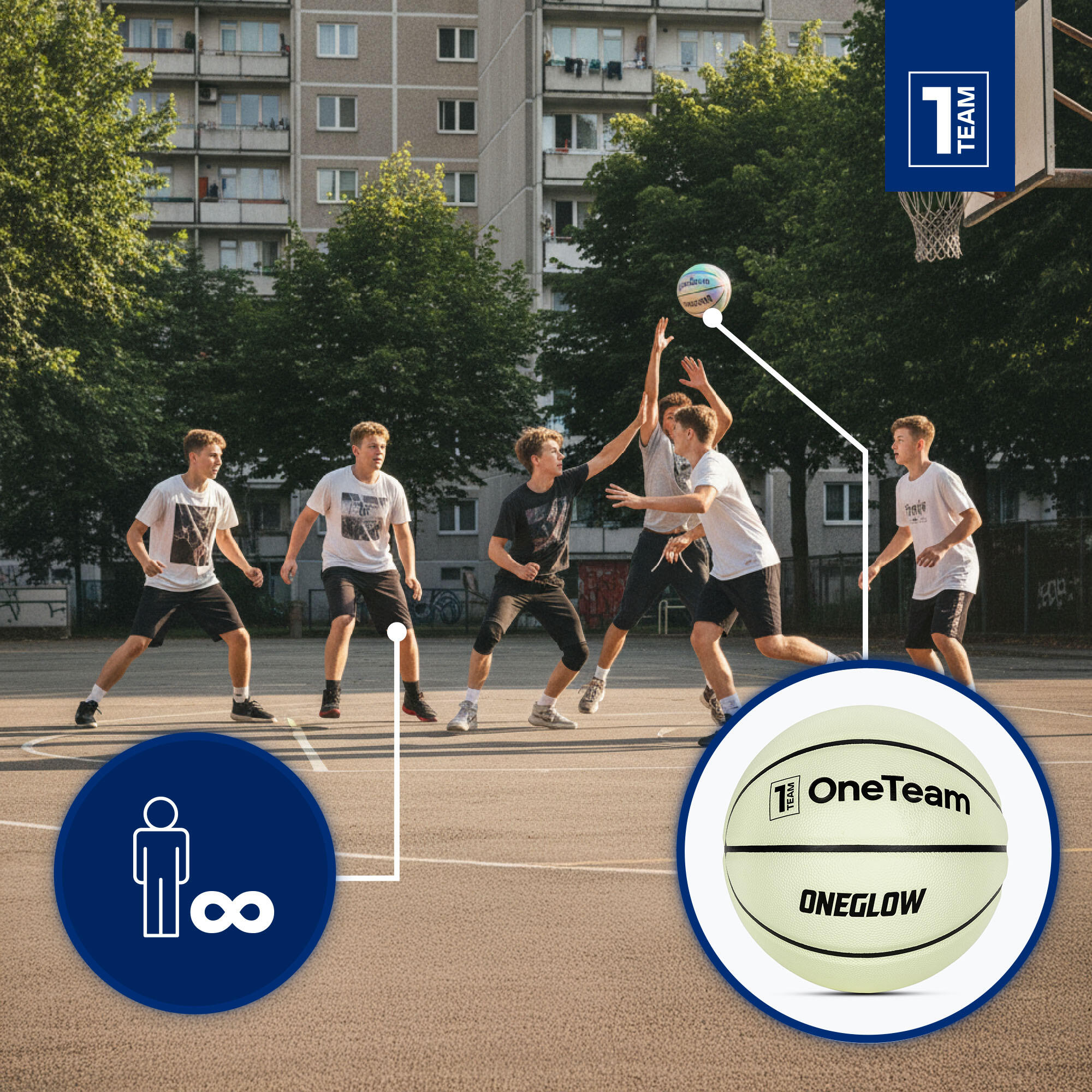 Piłka do koszykówki OneTeam Luminescencyjna 3/7