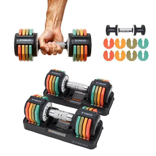 XTREXO Verstellbares Kurzhantel-Set MULTICOLOR 2x 5 kg