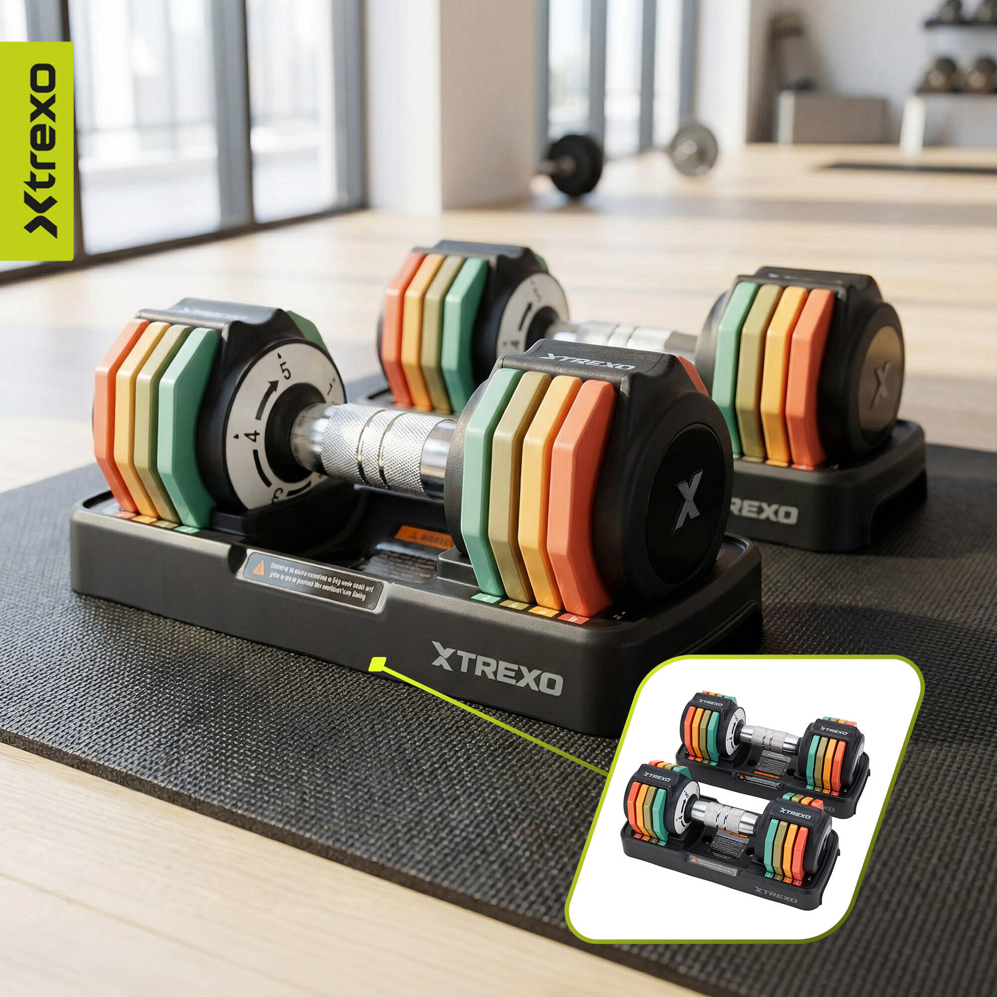 Set di Manubri Regolabili XTREXO MULTICOLOR 2x 5 kg 6/7