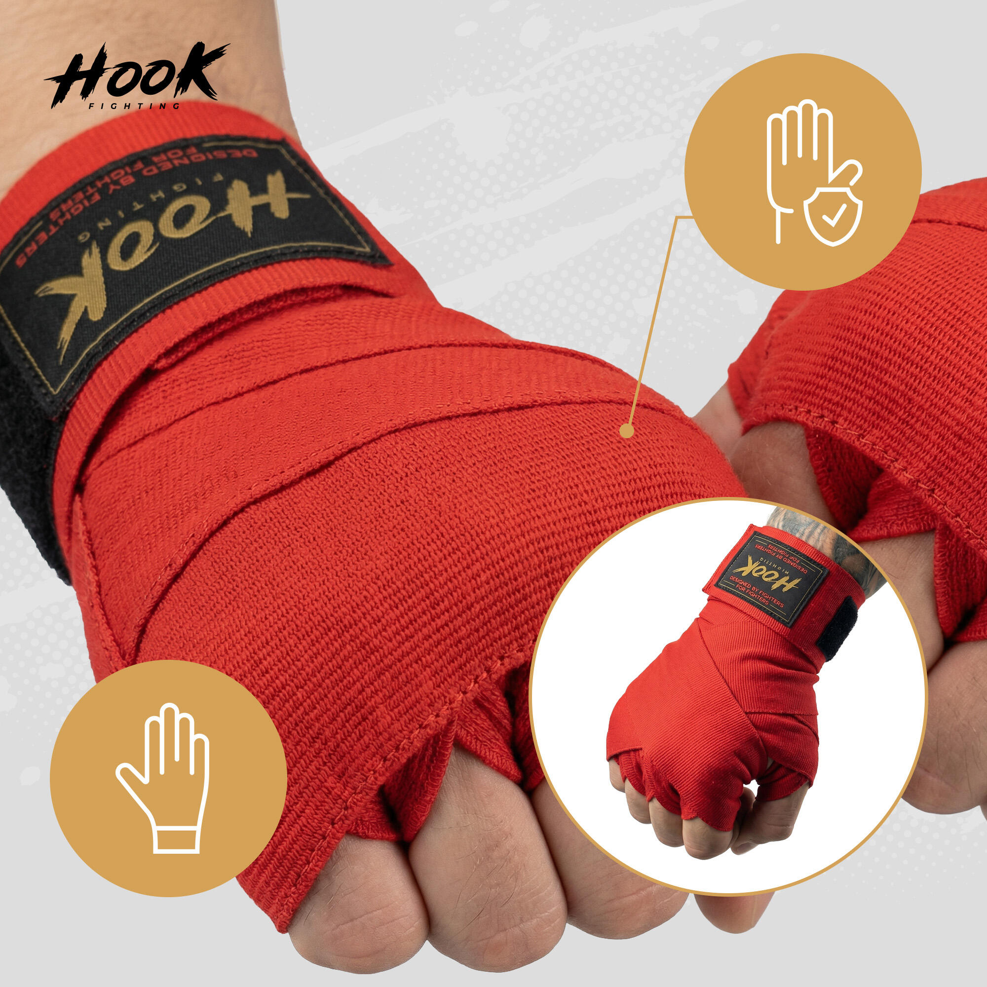 Bandaże bokserskie HOOK FIGHTING TX0-B4M0046 400 cm 5/7