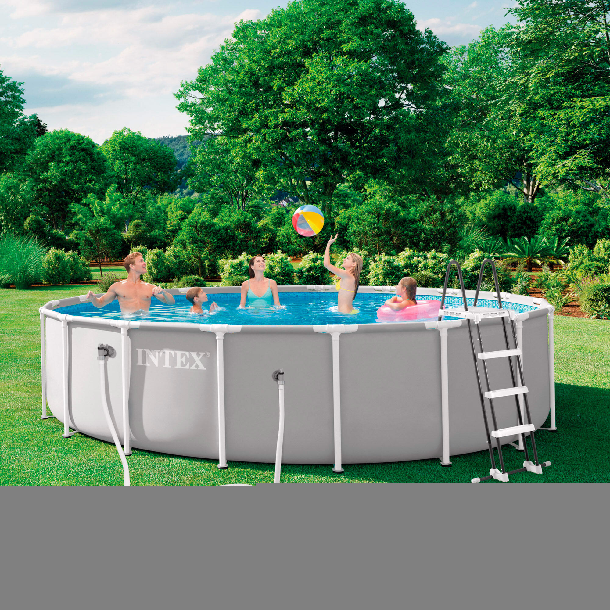 Piscina redonda desmontable D549x122 cm color gris, capacidad 24.311 litros 2/7