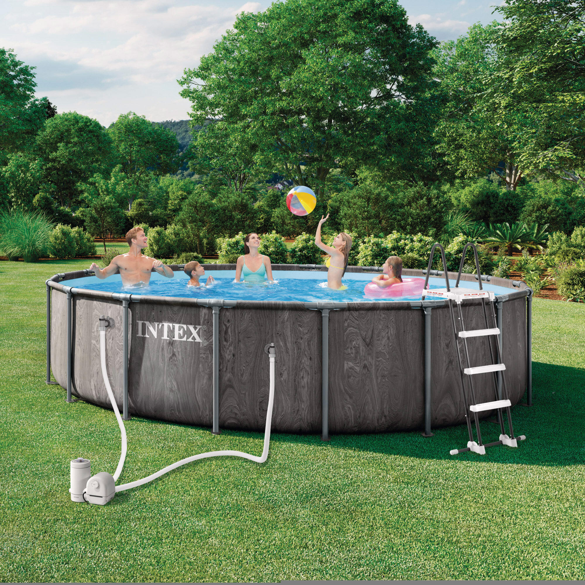 Intex 26744ND - Piscina Prisma Frame Greywood, Kit completo, 549x122 cm 2/7