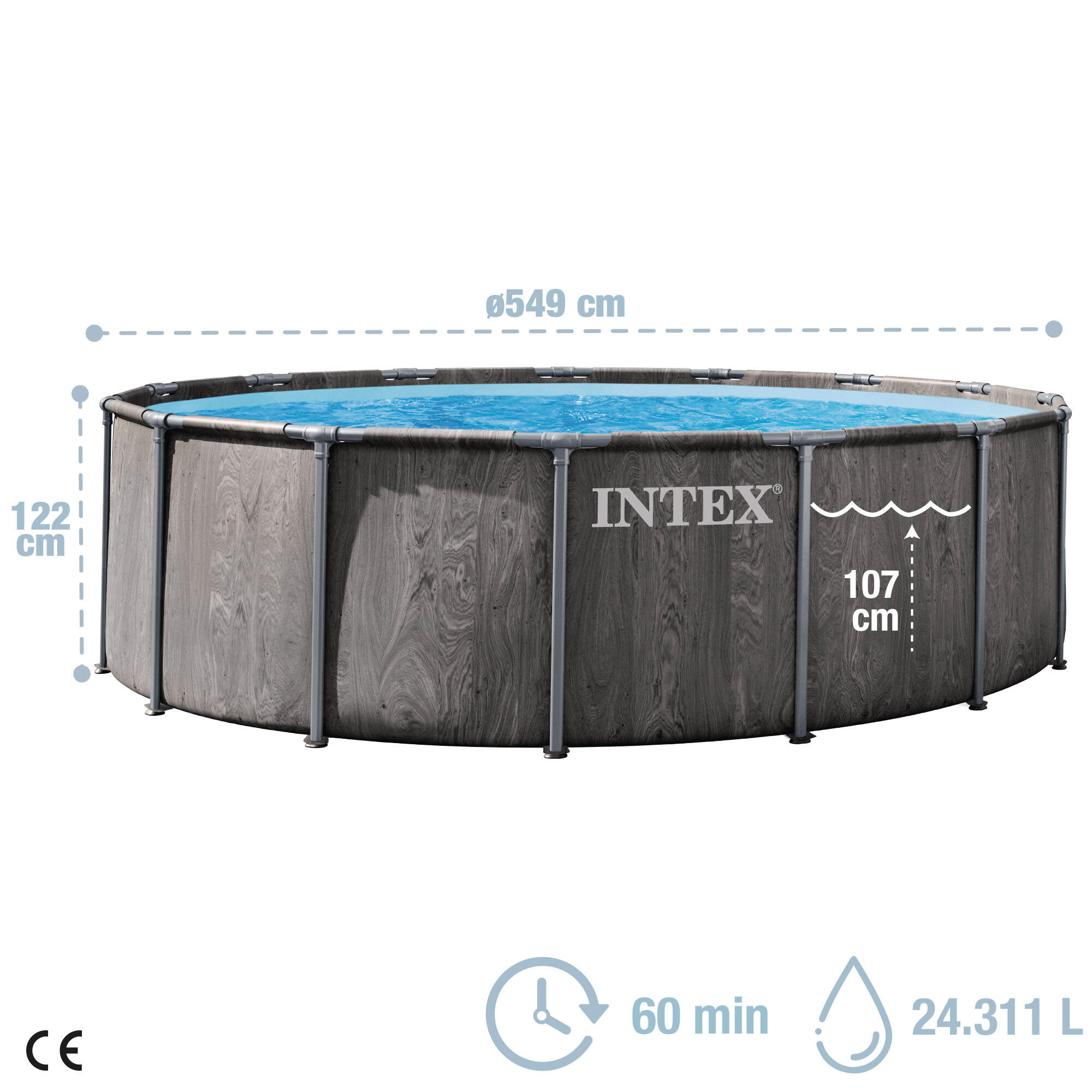 Intex 26744ND - Piscina Prisma Frame Greywood, Kit completo, 549x122 cm 4/7