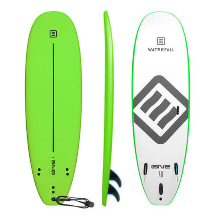 Planche Surf Waterfall One 7' Vert Citron 80L Débutant <90kg