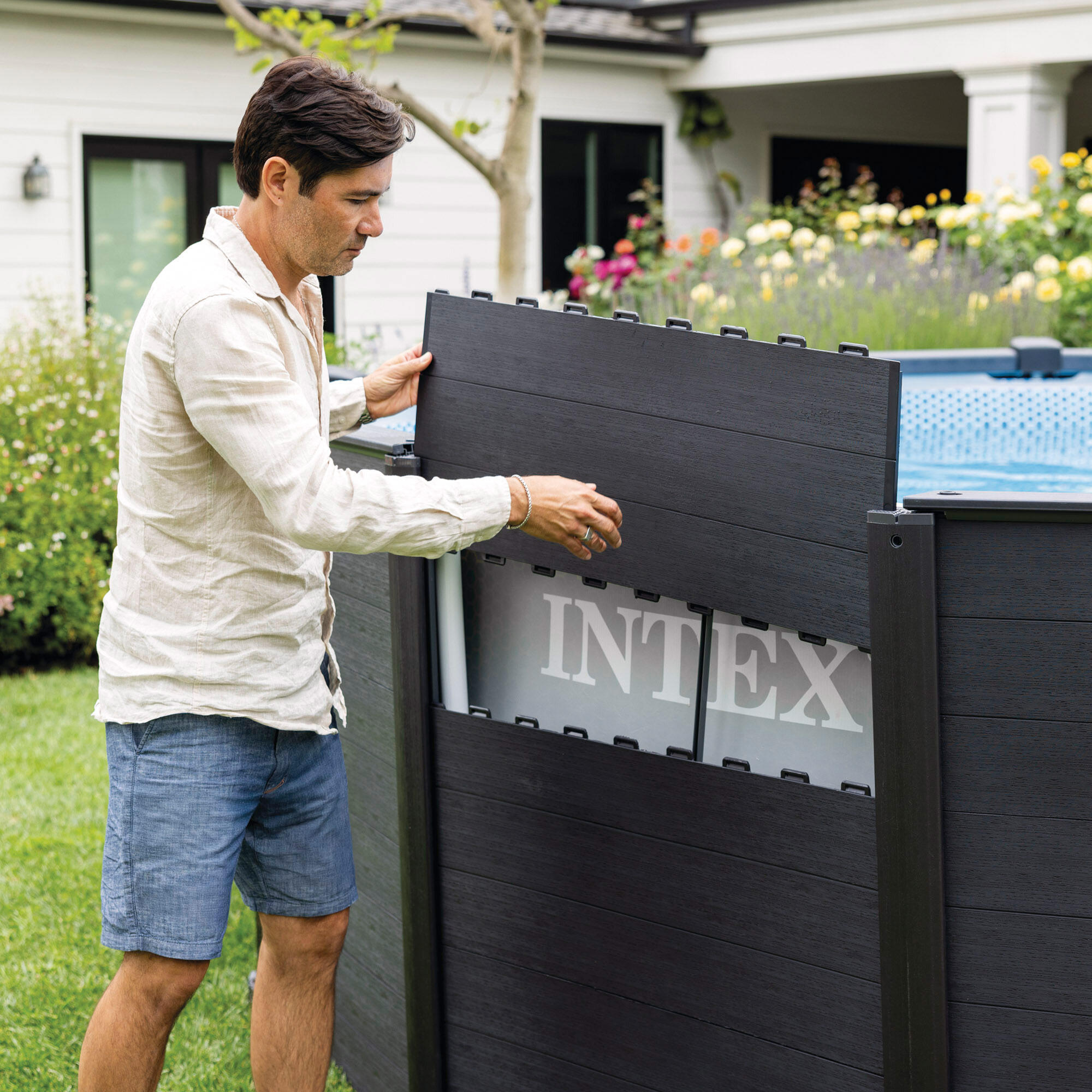 INTEX 26384ND - PISCINA GRAPHITE CM 478X124 POMPA A SABBIA, SCALETTA DOPPIA, TEL 3/7