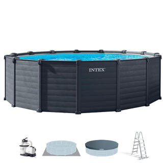 INTEX INTEX 26384ND - PISCINA GRAPHITE CM 478X124 POMPA A SABBIA, SCALETTA DOPPIA, TEL