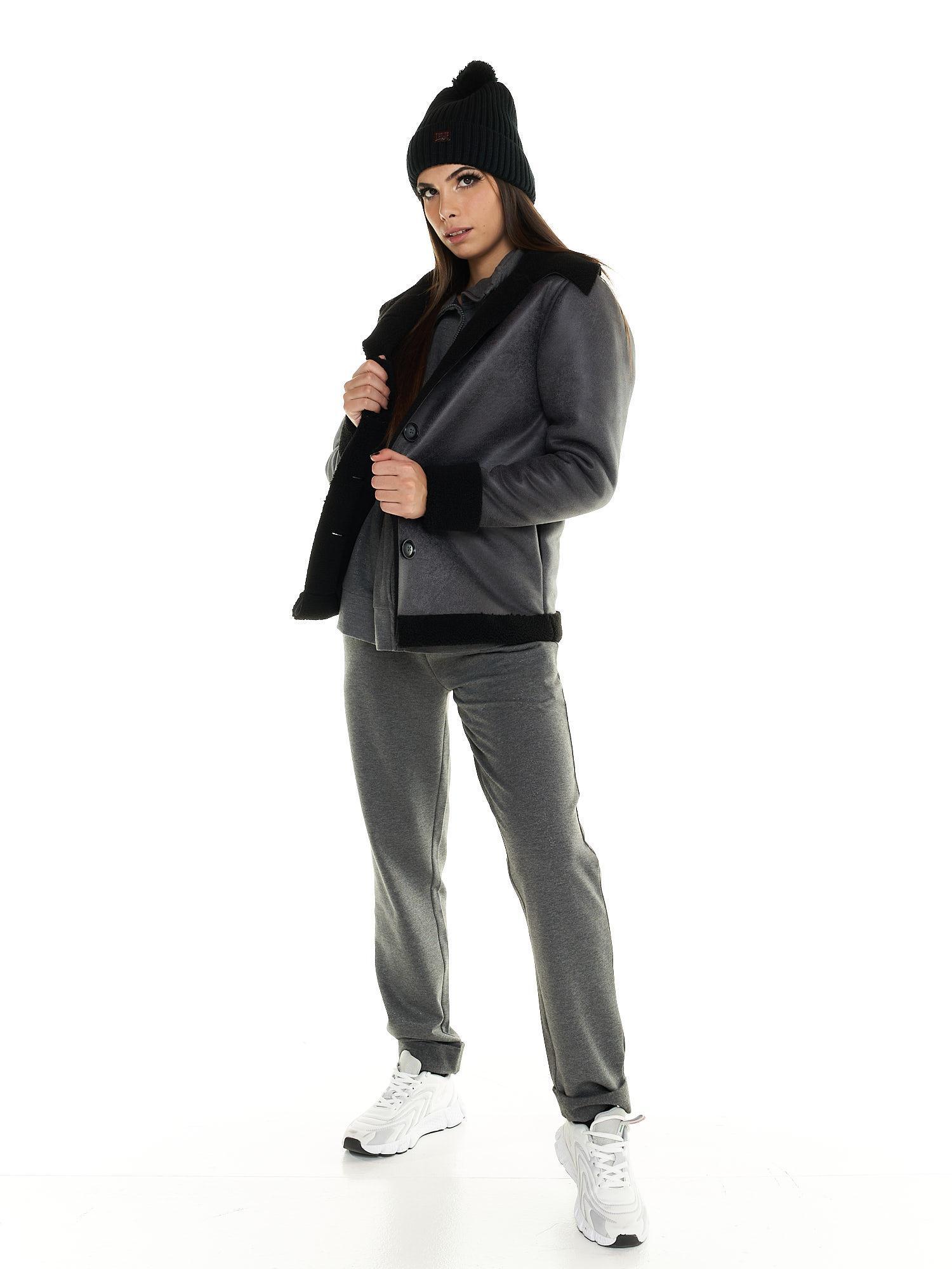 Chaqueta Leone de mujer en sherpa gris 2/5