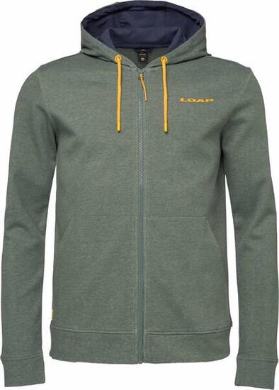 Felpa uomo Loap Ecbasan verde cappuccio regolabile zip frontale