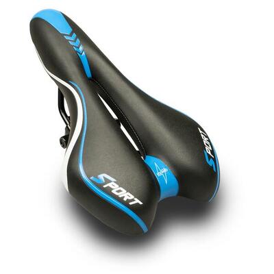 Voltano sport fietszadel – zwart / blauw - gel - trekking zadel