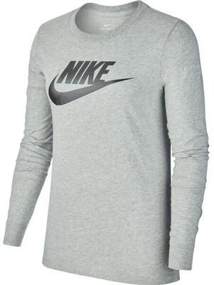 Nike dames longsleeve essential icon futura, grijs, s
