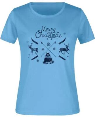 Dames t-shirt jm kerst blauw 2xl
