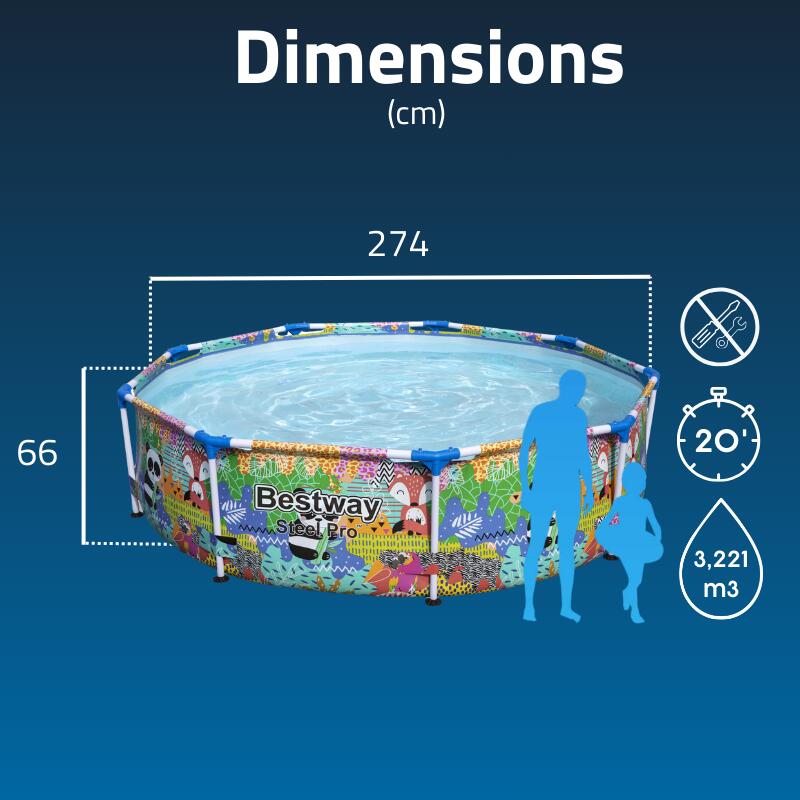 Bestway Piscine hors sol - Ronde - Steel Pro - Motif panda - 274 x 66 cm 3/6