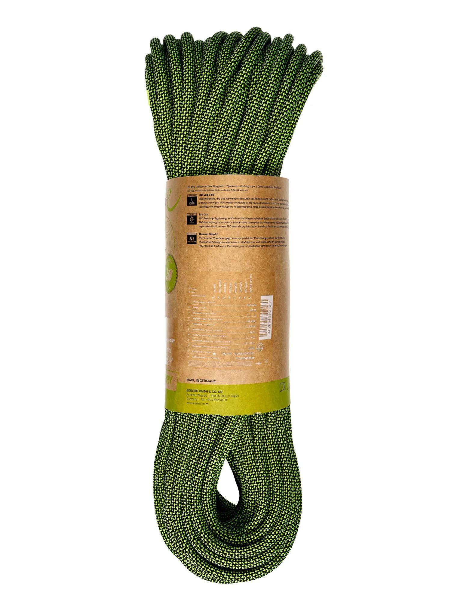 Lina dynamiczna Hummingbird Eco Dry 9,2mm 60m - Night - Citrus 2/6