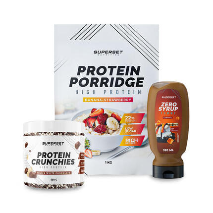 PACK PETIT-DÉJ – PORRIDGE - PROTEIN CRUNCHIES + ZERO SYRUP Caramel