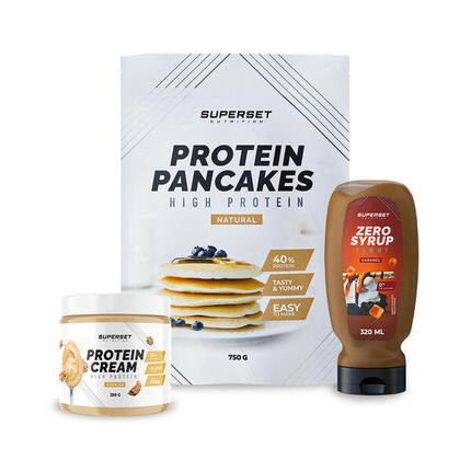 BREAKFAST PACK - PANCAKES Plain - PROTEIN CREAM Cookies + ZERO SYRUP Caramel