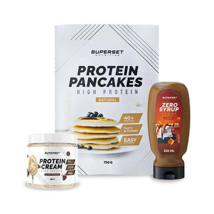 PACK PETIT-DÉJ – PANCAKES - PROTEIN CREAM White chocolate + ZERO SYRUP Caramel