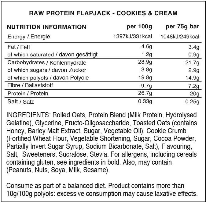 Barre Raw Protein Flapjack 75g Warrior (lot de 12) 2/2