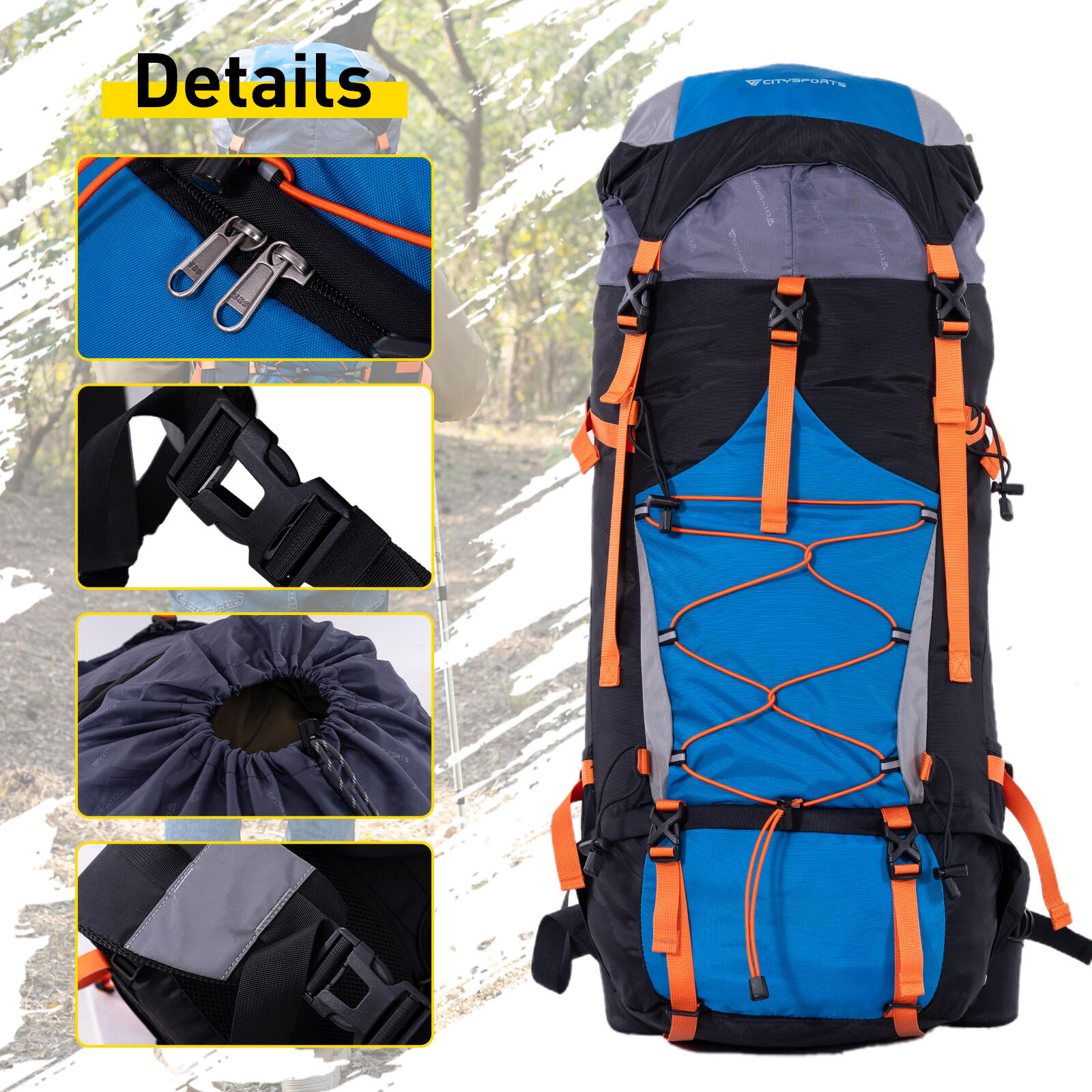 CITYSPORTS Mochila Senderismo 60L, sistema ajustable 6/7