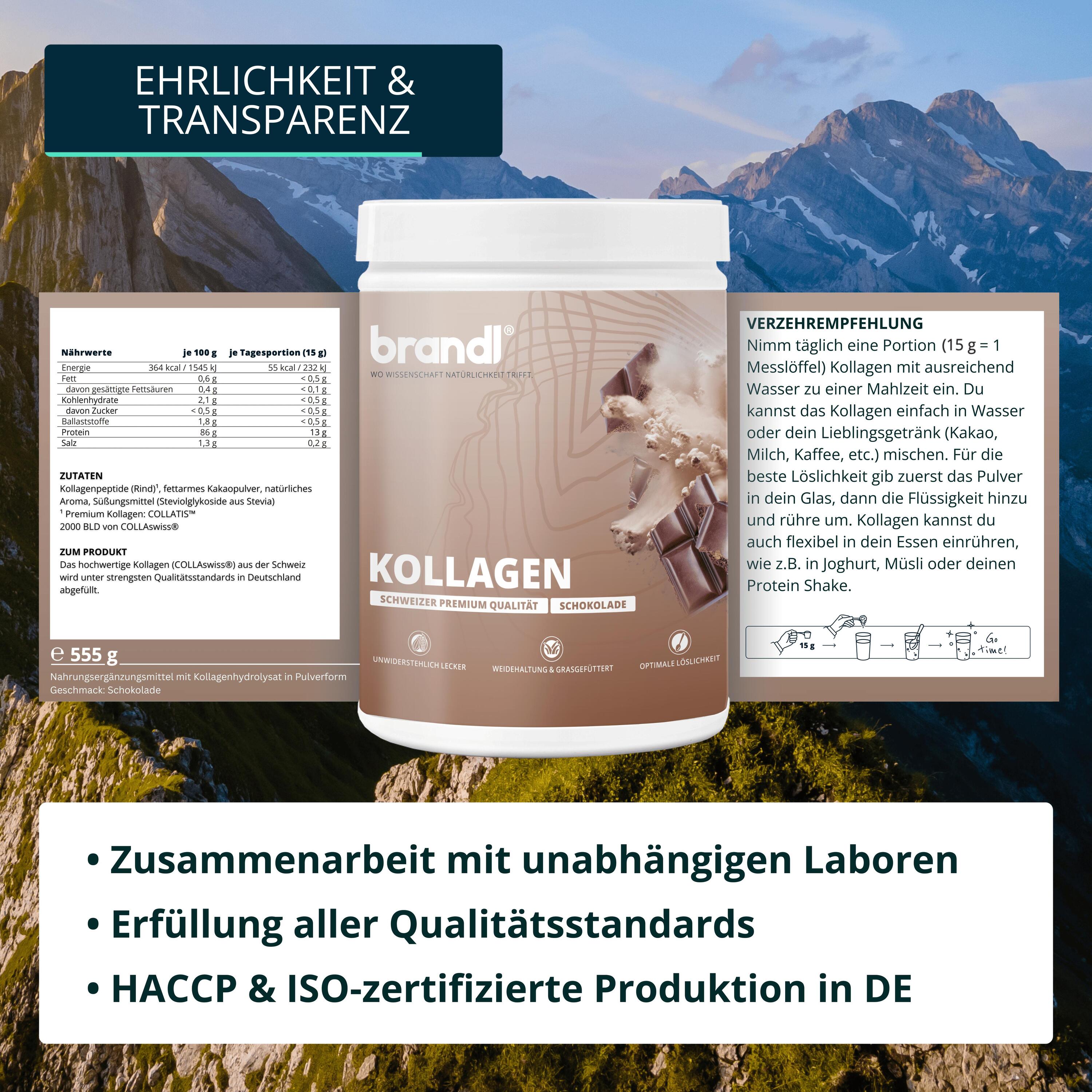 COLLAswiss® Kollagen Pulver aus Schweizer Weidehaltung grassgefüttert 5/6
