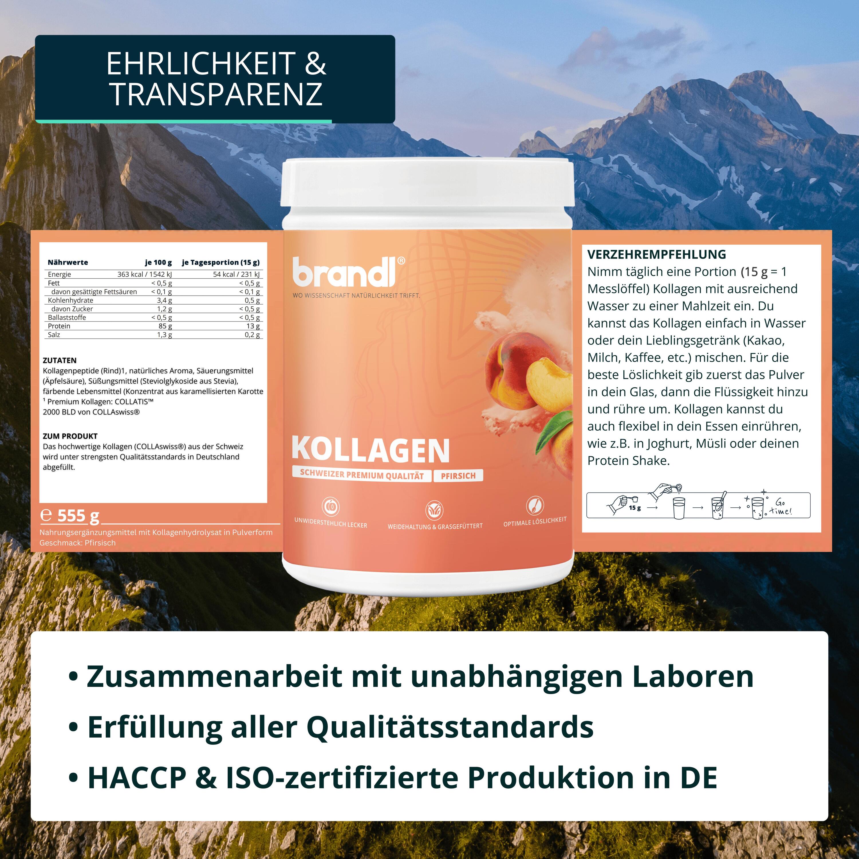 COLLAswiss® Kollagen Pulver aus Schweizer Weidehaltung grassgefüttert 6/6