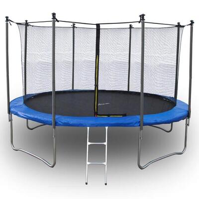 Trampoline van 244 cm met blauwe veiligheidsmat, ladder en veiligheidsnet