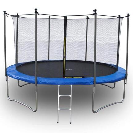 Trampoline 8Ft ø244cm avec coussin de protection Bleu, Echelle et Filet