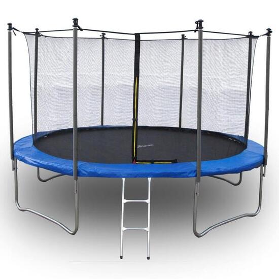 Trampoline 12Ft ø366cm avec coussin de protection Bleu, Echelle et Filet