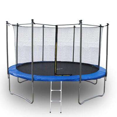 Trampoline van 244 cm met blauwe veiligheidsmat, ladder en veiligheidsnet