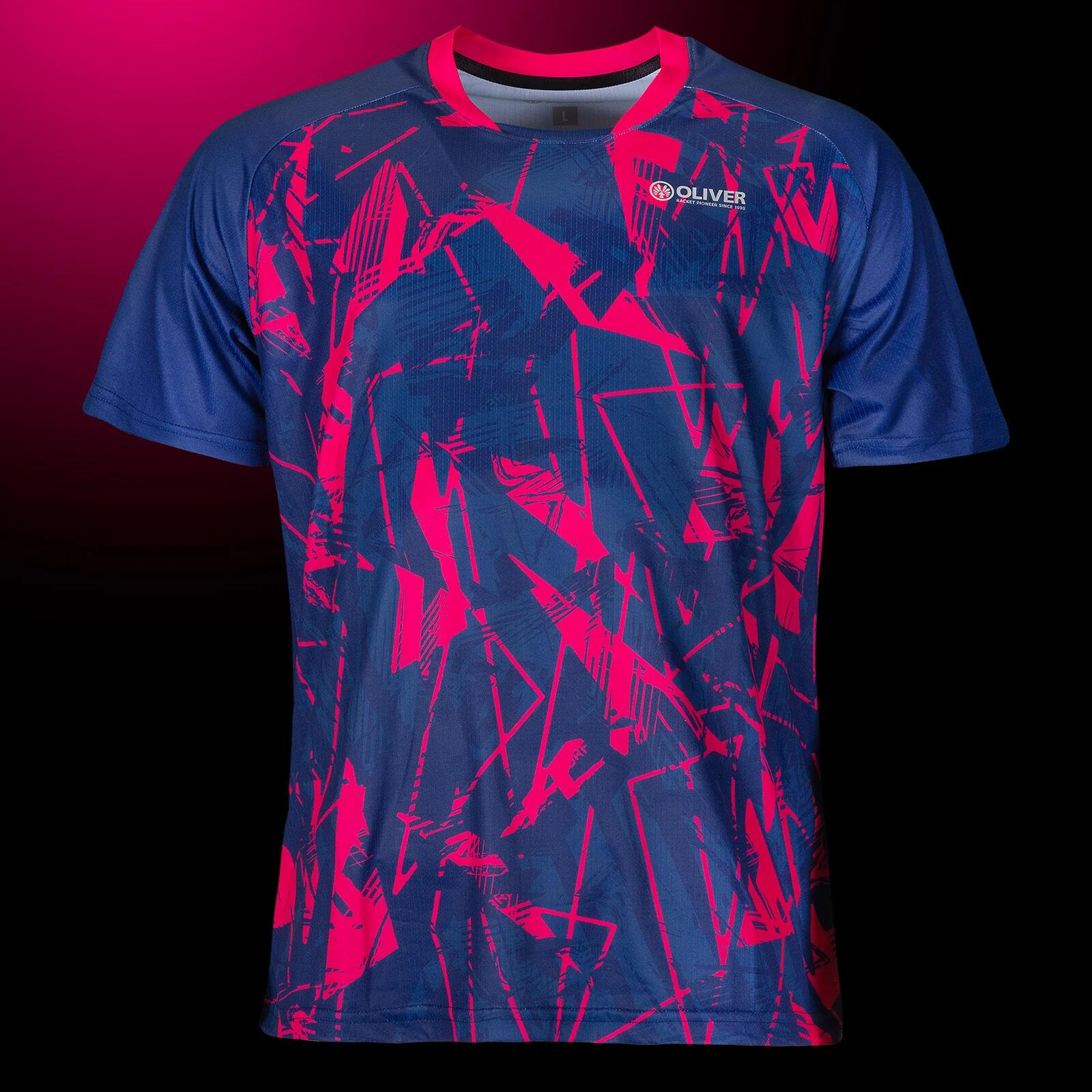Maillot Hombre Verona – Camiseta Deportiva Transpirable, Azul-Rosa 2/2
