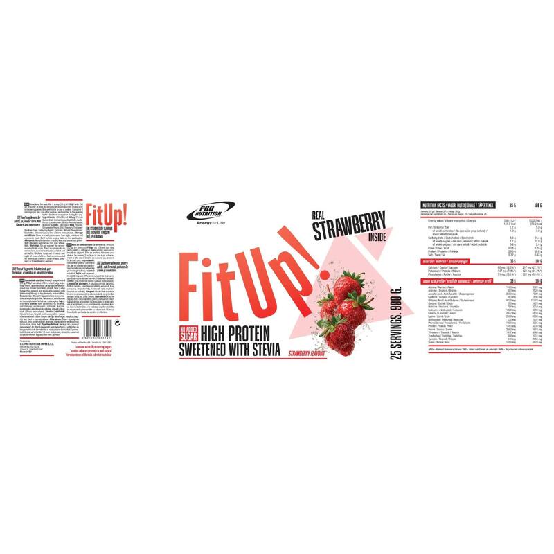 Concentrat proteic din zer, FitUp!, Căpșuni, 900g